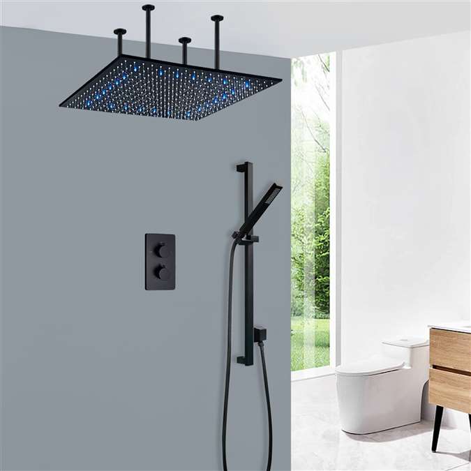 Biella 24in LED Rainfall Thermostatic Shower System with Hand Shower