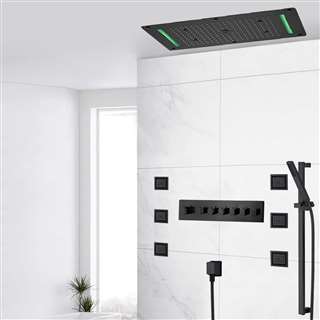 Stresa LED 6 Way Thermostatic Shower System with Body Massage Jets and Handheld Shower
