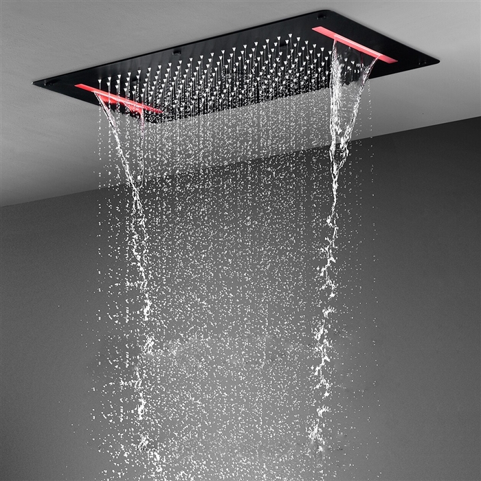 Vercelli Hospitality 6-Way LED Thermostatic Shower System with Jetted Body Sprays and Hand Shower