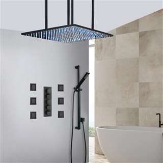 Rieti 20" Matte Black Ceiling Mount Mist Rainfall Shower System with Handheld Shower