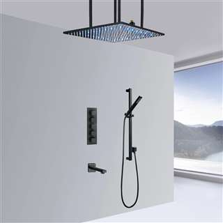 Terracina Matte Black 20" Mist Rainfall Shower System with Handheld Shower and Tub Spout