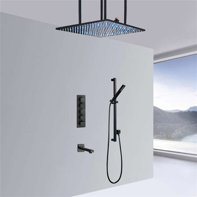 Terracina Matte Black 20" Mist Rainfall Shower System with Handheld Shower and Tub Spout