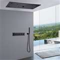 Naples Matte Black Thermostatic Recessed Ceiling Mount LED Rainfall Shower System with Sound System and Hand Shower