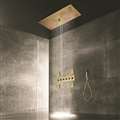 Mantua Thermostatic Gunmetal Gray Recessed Ceiling Mount Rainfall LED Musical Shower System with Jetted Body Sprays and Hand Shower