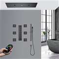 Florence Remote Controlled Luxurious Matte Black Thermostatic Recessed Ceiling Mount LED Musical Rainfall Waterfall Shower System with Jetted Body Sprays and Hand Shower