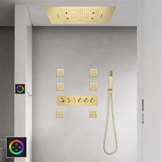 LED Light Ceiling Rainfall Shower Set With Hot and Cold Water Mixer