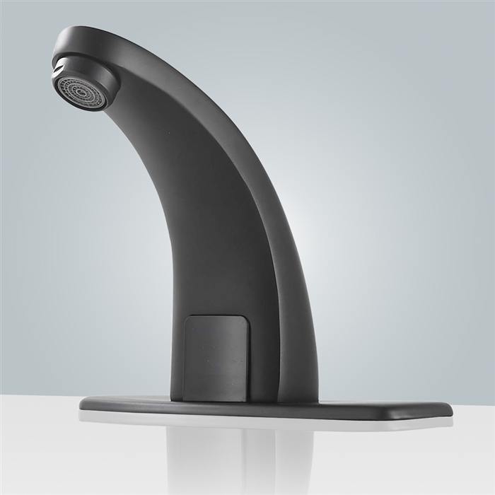 BathSelect Hostelry Automatic Touchless Bathroom Sink Faucet Matte Black with Hole Cover Plate