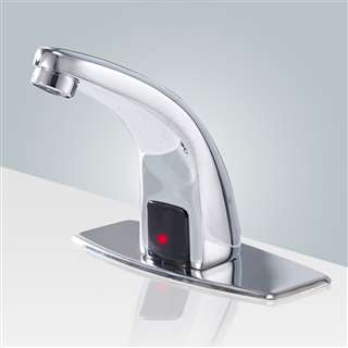 BathSelect Chrome Touchless Bathroom Sink Faucet with Hole Cover Plate
