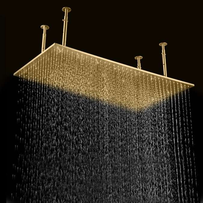 BathSelect 20x40in Casoria Brushed Gold Ceiling Mount Rain Shower Head