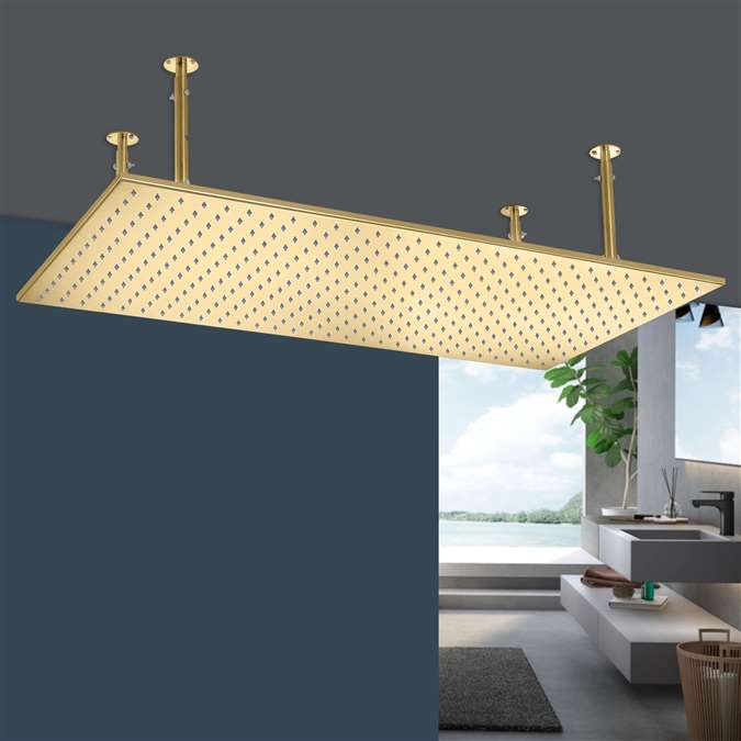 BathSelect Vicenza 20x40in Polished Gold Ceiling Mount Rainfall Shower Head