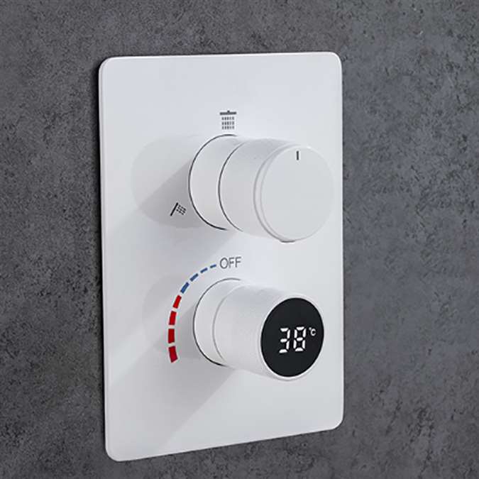 Rimini 3 Function LED White Smart Digital Display Thermostat Shower Controller Mixer