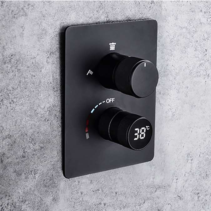 Vicenza 3 Function Smart LED Digital Display Matte Black Thermostatic Shower Controller Mixer