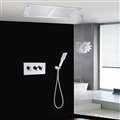 Genoa Chrome LED Thermostatic Recessed Ceiling Mount Rainfall Shower System with Hand Shower