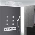 Padua Chrome LED Thermostatic Recessed Ceiling Mount Rainfall Waterfall Mist Shower System with Hand Shower & Body Jets