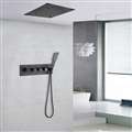 Varese Luxury 16*16in LED Matte Black Thermostatic Rainfall Waterfall Shower System with Hand Shower