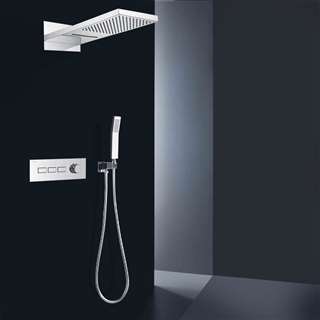 Verona Chrome 3 Functions Wall Mount Waterfall Rainfall Shower System with Hand Shower