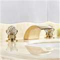 Acerra Gold LED Bathroom Sink Faucet with 2 Crystal Knobs