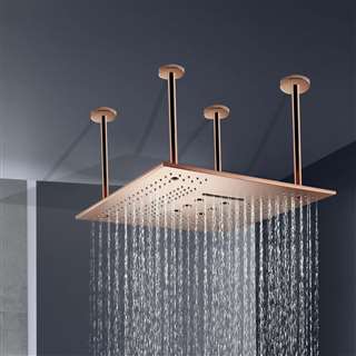 Latina Rose Gold Square Rainfall Waterfall Ceiling Mount Shower Head