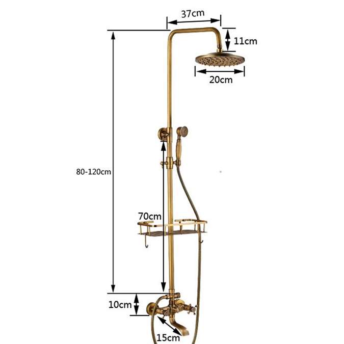 Buy Naples Antique Brass Rainfall Shower Set with Shower Caddy One