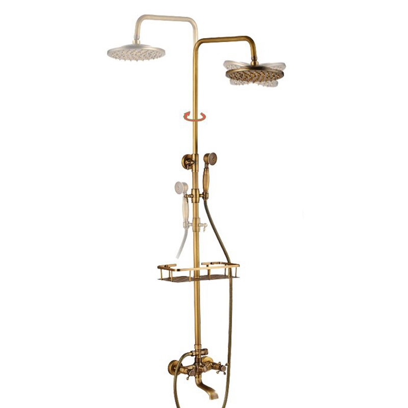 MyGift Brass Plated Metal Over The Shower Head Caddy