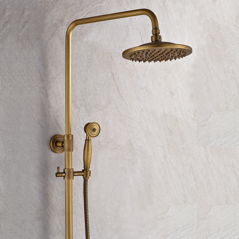 Buy Naples Antique Brass Rainfall Shower Set with Shower Caddy One