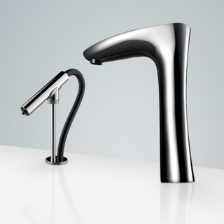 Dijon Chrome Finish Cutting Edge Intelligent Digital Touch Sensor Faucet & Automatic Liquid Foam Soap Dispenser