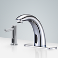 BathSelect Valence Chrome Finish Deck Mount Motion Sensor Faucet & Automatic Soap Dispenser for Restrooms