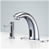 BathSelect Valence Hotel Chrome Finish Deck Mount Motion Sensor Faucet & Automatic Soap Dispenser for Restrooms
