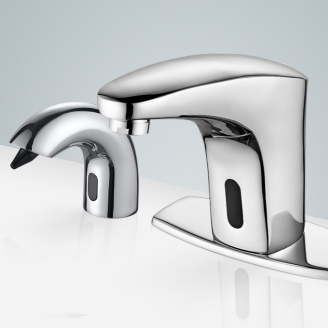 Carpi Touchless Chrome Commercial Motion Sensor Faucet & Automatic Soap Dispenser For Restrooms