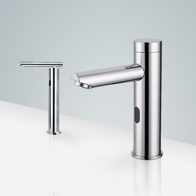 Geneva Standing Motion Sensor Faucet & Touchless Automatic Soap Dispenser For Restrooms In Chrome For Restrooms