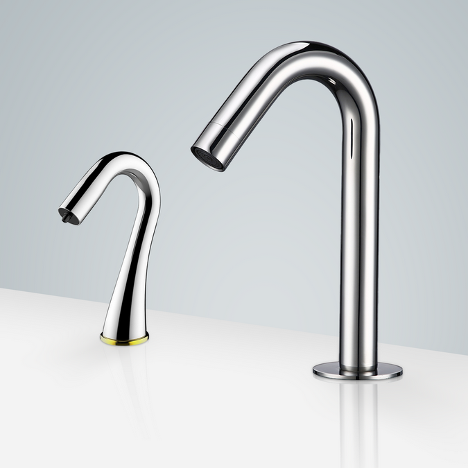 BathSelect Dijon Chrome Motion Sensor Faucet & Automatic Liquid Foam Soap Dispenser for Restrooms