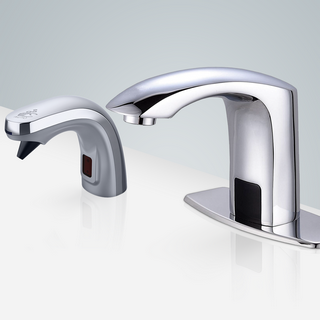 BathsSelect Toulouse Deck Mount Hands-Free Motion Sensor Faucet & Automatic Soap Dispenser for Restrooms in Chrome