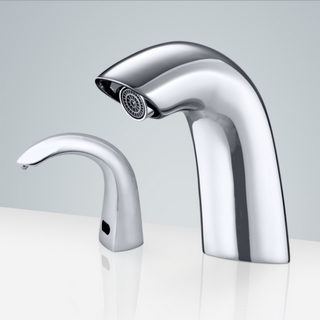 BathSelect Chrome Finish Commercial Motion Sensor Faucet & Automatic Liquid Soap Dispenser For Restrooms