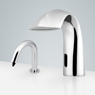 BathSelect Carpi Commercial Motion Chrome Sensor Faucet & Automatic Liquid Soap Dispenser for Restrooms