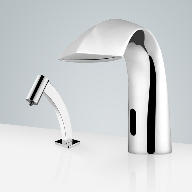 Dijon Waterfall High Quality Motion Chrome Sensor Faucet & Automatic Soap Dispenser For Restrooms