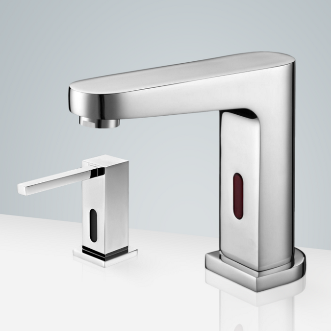 Marseille Chrome Finish Motion Sensor Faucet & Automatic Soap Dispenser For Restrooms