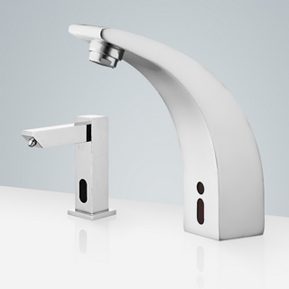 BathSelect Verona Chrome High Quality Commercial Motion Sensor Faucet & Automatic Liquid Soap Dispenser for Restrooms