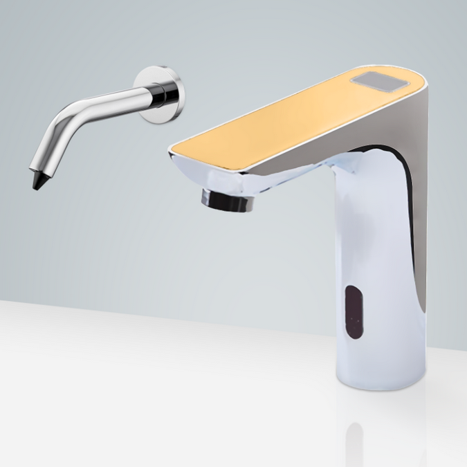 BathSelect Le Havre Chrome Hands-Free Motion Digital Display Sensor Faucet & Automatic Soap Dispenser For Restrooms