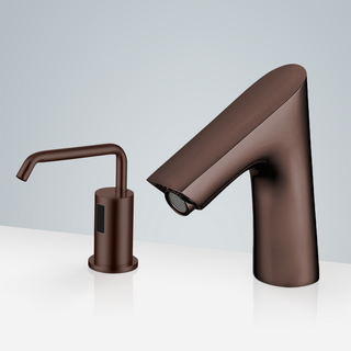 BathSelect Sète Light Oil Rubbed Bronze Commecial Touchless Motion Sensor Faucet & Sensor Deck Automatic Soap Dispenser for Restrooms