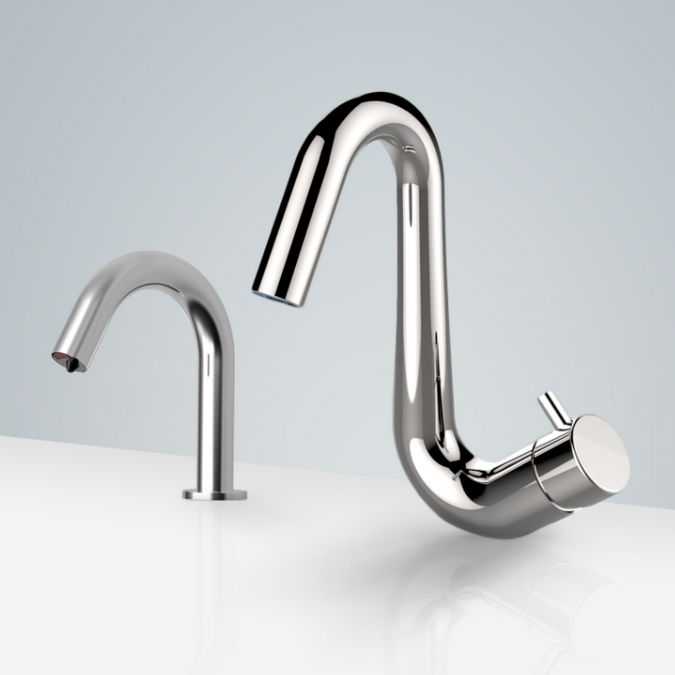 Geneva Touchless Automatic Commercial Sensor Faucet & Automatic Liquid Soap Dispenser In Chrome Finish