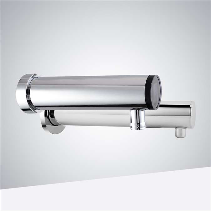 Cairo Chrome Finish Wall Mount Commercial Automatic Sensor Faucet With Insight Infrared Technology with Automatic Soap Dispenser