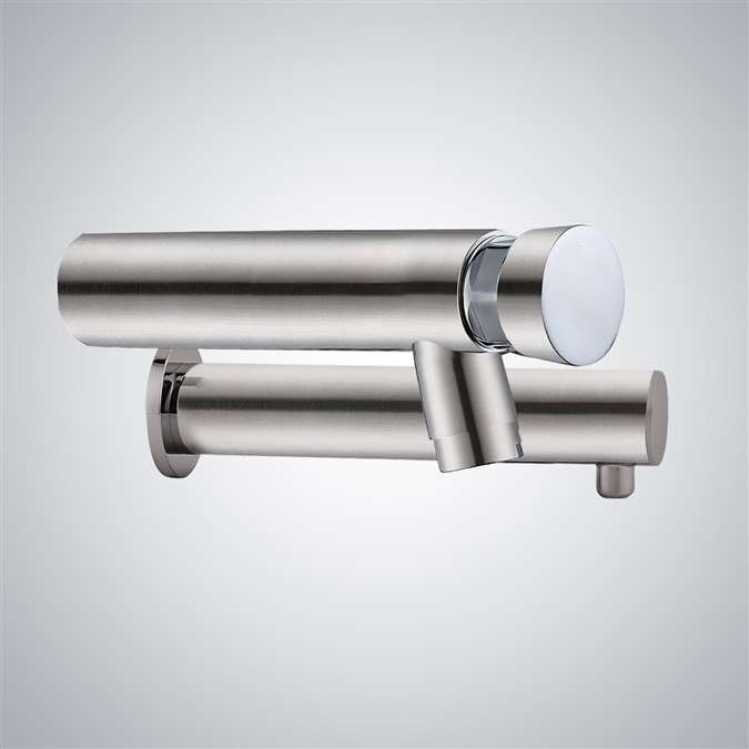 Florence Brushed Nickel Wall Mount Sensor Faucet With Insight Infrared Technology and Automatic Soap Dispenser