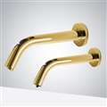 Dijon Solid Brass Gold Wall Mount Commercial Automatic Sensor Faucet And Sensor Liquid Foam Soap Dispenser