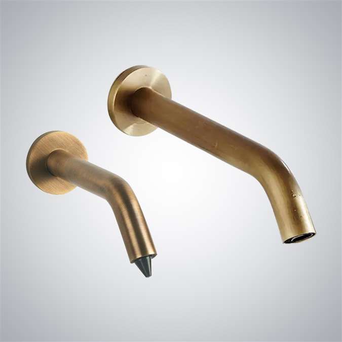 Lima Solid Brass Antique Bronze Wall Mount Commercial Automatic Sensor Faucet And Sensor Soap Dispenser