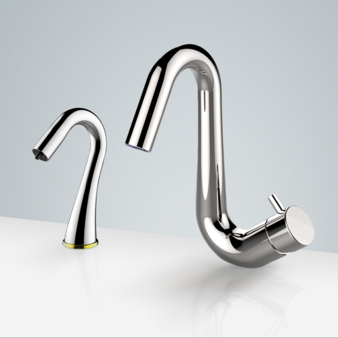 Creteil Touchless Automatic Commercial Sensor Faucet & Automatic Liquid Soap Dispenser In Chrome