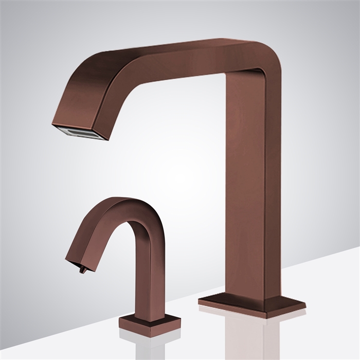 BathSelect Hotel Commercial Automatic Sensor Faucet In Light Oil Rubbed Bronze And Touchless Automatic Sensor Liquid Soap Dispenser