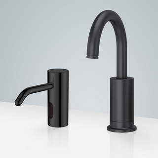 BathSelect Dax Oil Rubbed Bronze Commercial Touchless Motion Sensor Faucet & Deck Mount Automatic Liquid Soap Dispenser for Restrooms