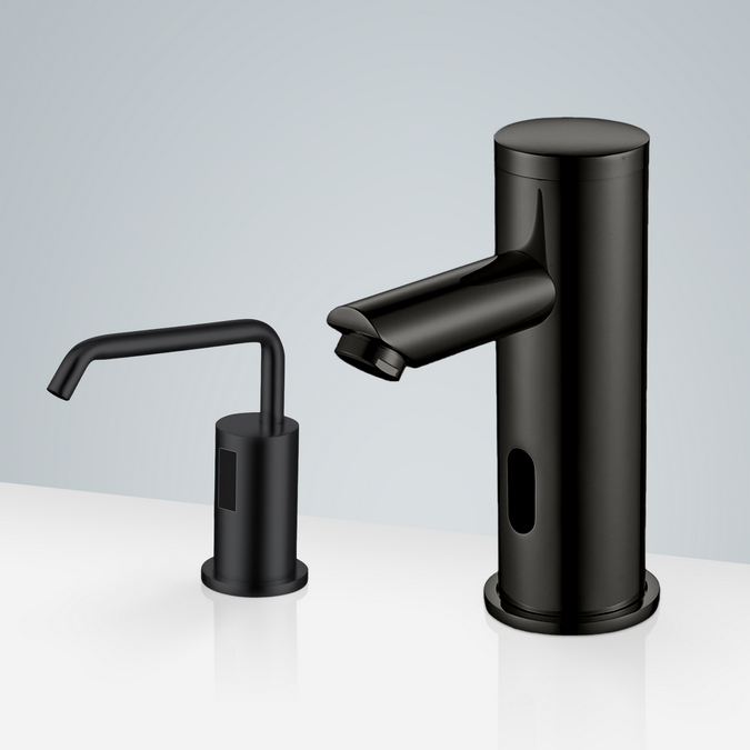 BathSelect Sénart Commercial Automatic Motion Sensor Faucet & Automatic Deck Mount Sensor Liquid Soap Dispenser for Restrooms in Oil Rubbed Bronze Finish