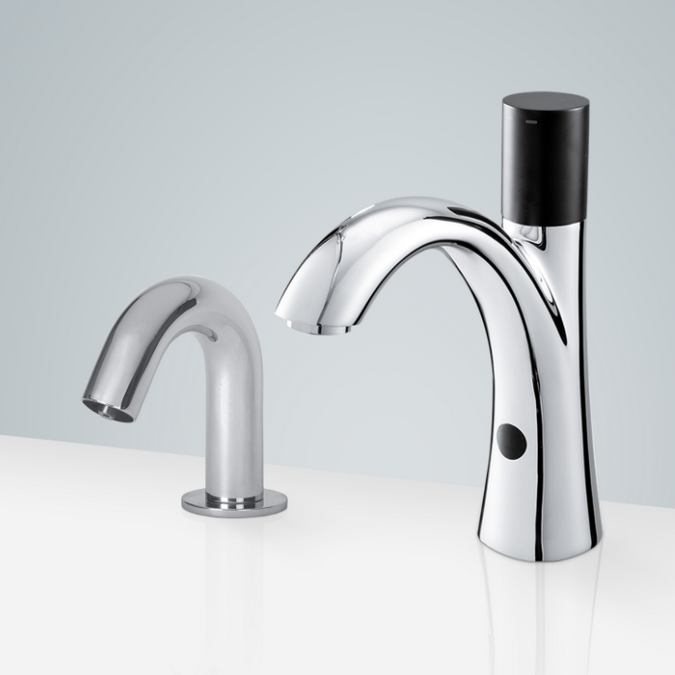 Creteil Chrome Finish Touchless Automatic Commercial Sensor Faucet & Automatic Soap Dispenser