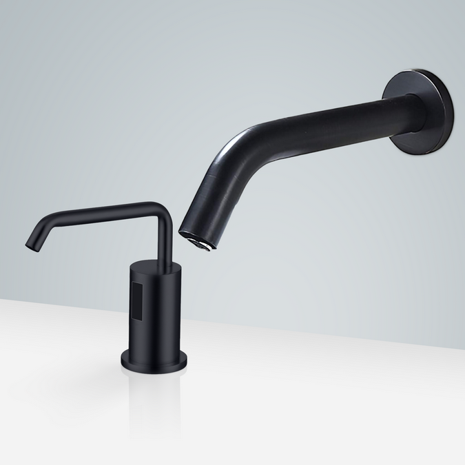 BathSelect Geneva Dark Oil Rubbed Bronze Digital Display Motion Sensor Faucet & Automatic Soap Dispenser for Restrooms